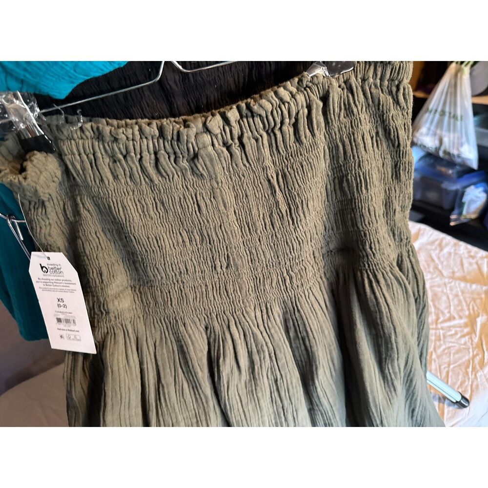 Time & Tru Cotton Gauze Skirt Smocked Waist Tiered Boho Midi NWT XSmall. - Picture 5 of 10